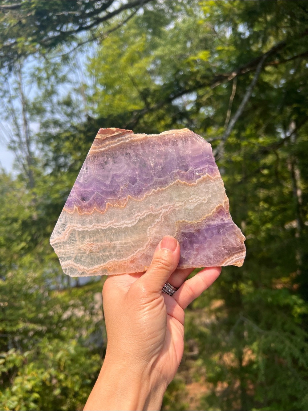 Amethyst (11) lace agate slab with stand | crystal